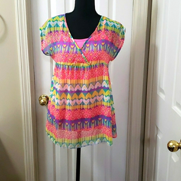 George Multi-Color Blouse with Tank Underneath - Picture 1 of 11